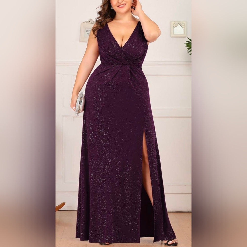 Ever Pretty Sparkling Navy Maxi Dress Sz 22 - Picture 6 of 6